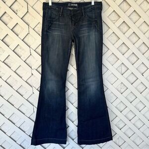 Hudson Jeans Dark Blue Flared Low Rise Distressed Y2K size 29